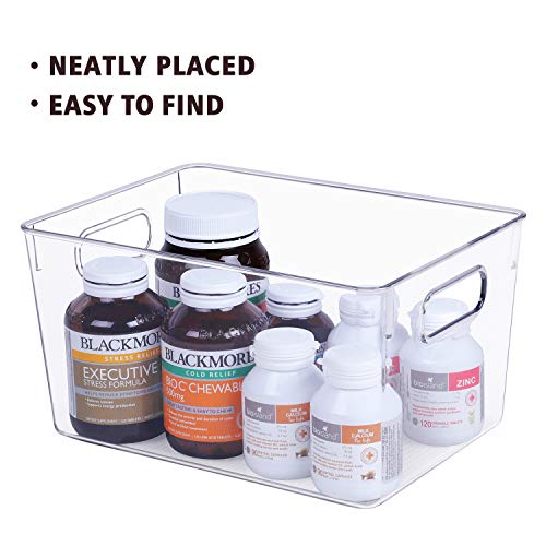 Plastic-Refrigerator-Organizer-Bins-4-Piece-Fridge-Organizers-and-Storage-Clear-Bin-with-Handle-for-Kitchen-Pantry-Premium-BPA-Free-Freezer-Organizer-Bins