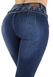 Style M1213- Colombian Design, High Waist, Butt Lift, Levanta Cola, Skinny Jeans in M. Blue Size 7