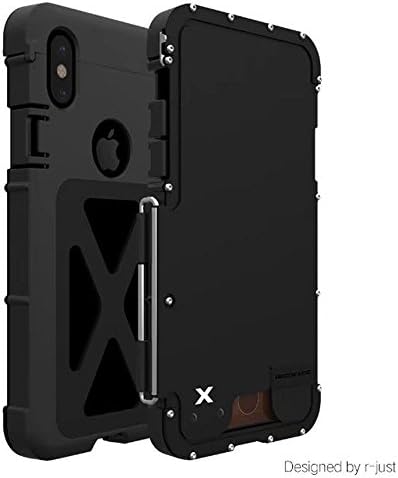 iPhone X Case,ARMOR KING Stainless Steel Heavy Duty Clamshell Flip Cases for Apple iPhone X Outdoor Dropproof Shockproof Cover (Black)