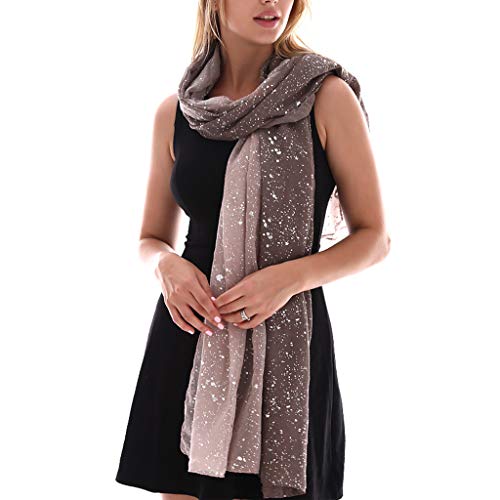 MEIYIN Womens Cotton Linen Gradient Scarf Silver Foil Sequins Bandana Shawl Headscarf - Thumbnail 4