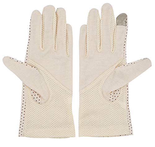 Lovful Women's Outdoor Uv Protection Cotton Anti-skid Driving Gloves,Beige - Thumbnail 6