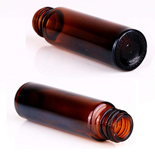 24 Pack (12 Amber+12 Cobalt Blue) Roller Bottles,10ml Thick Glass Roll on Bottle with Big Steel Ball for Essential Oil Perfume + Droppers(3) +Opener(1)+Funnel(1) +Extra Roller Ball(1) +Labels(24)