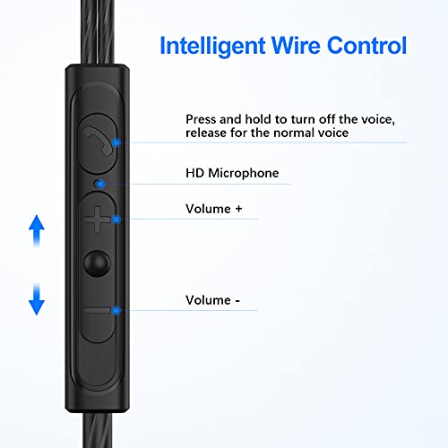 USB Headphones for Computer, PC Gaming Wired Stereo HiFi Semi In Ear Earphones PC USB Earphones with Microphone Noise Cancelling Volume Control for PS 4/Mac/Laptop/Chromebook/for PS 5/Windows