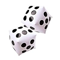 JEVERGN Outdoor Fun Giant Inflatable Dice Set (2pk) 14" White and Black Large Size for Free Floor Games, Ludo and Pool Party