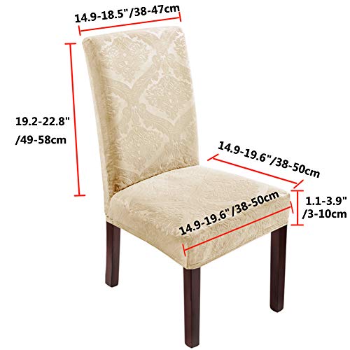 Delight Dining Room Chair Covers,Velvet Stretch Chair Covers for Dining Room,Removable Washable Dining Chair Covers(4 PCS-Beige)