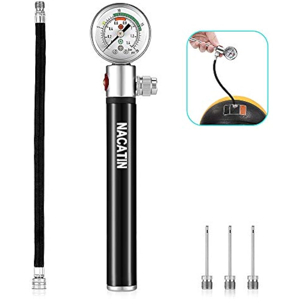 Ball Pump With Pressure Gauge, Metal Air Professional Hand For