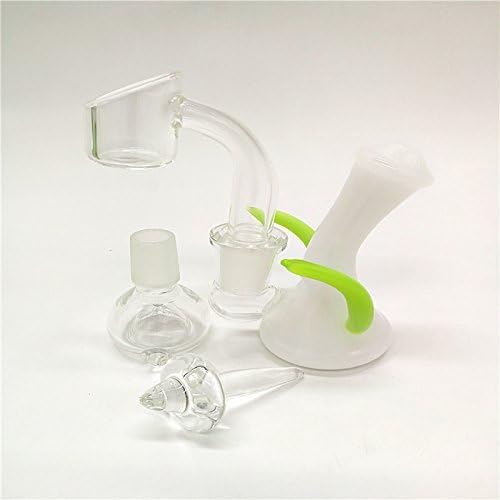 Dalong Glass Small Glass Bong Pipe 9cm Tall 14.5mm Joint Glass Bong Bowl With Quartz Banger Glass Bowl Carb Cap (B)