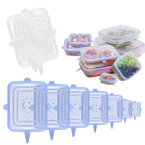 Rectangle Silicone Stretch Lids, Set Of 14 Reusable Lids for Bowl XXL