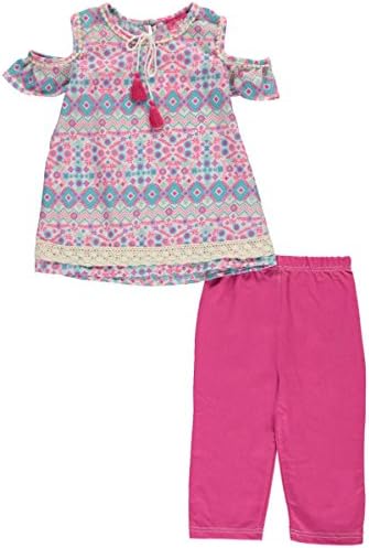 Girls Luv Pink Big Girls' "Boho Cold Shoulder" 2-Piece Outfit - pink, 7-8