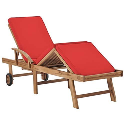 Festnight Sonnenliege Holz mit Rollen Gartenliege mit Auflage Liegestuhl Liege Outdoor Doppelliege Sonnenstuhl Gartenmöbel Relaxliege für Garten Balkon Terrasse, 2 STK Massivholz Akazie – Bild 3