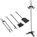 Tangkula Fireplace Set 5 Piece Rustic Heavy Duty Compact Wrought Iron Fire Place Tool Set with Base, Hearth Tool, 25.5