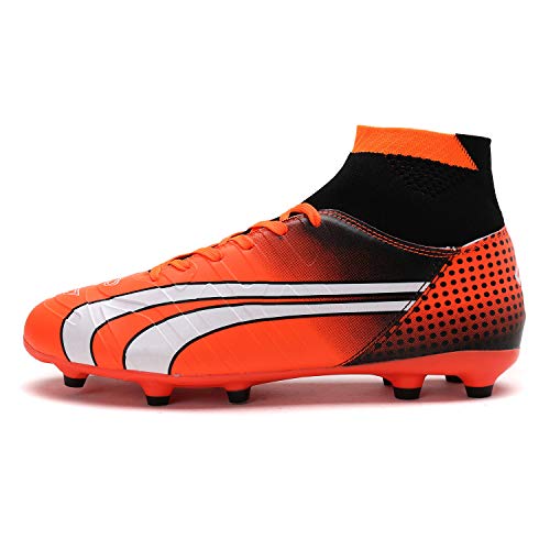 mens orange and black football cleats