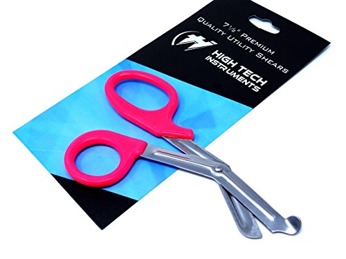 3 PCS ( RED & NEON PINK & TEAL) PARAMEDIC UTILITY BANDAGE TRAUMA EMT EMS SHEARS SCISSORS 7.25 INCH STAINLESS STEEL ( HTI BRAND)