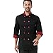 Chef Coat Black with red Uniforms and Long Sleeve Unisex US Size:XS (Tag:S), Black