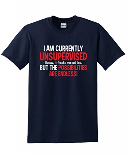 I Am Currently Unsupervised funny adult T Shirt Xl Navy