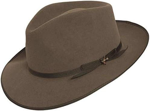 Stetson Mens Wool Felt Whippet Fedora Hat (Black, Medium) at
