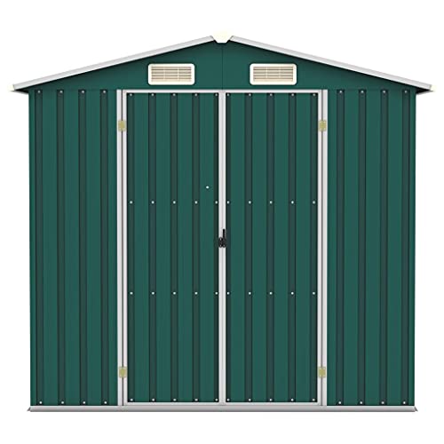 vidaXL Gerätehaus Ohne Boden Doppeltür Geräteschuppen Garten Schuppen Gartenhaus Gartenschuppen Grün 205x129x183cm Verzinkter Stahl – Bild 5