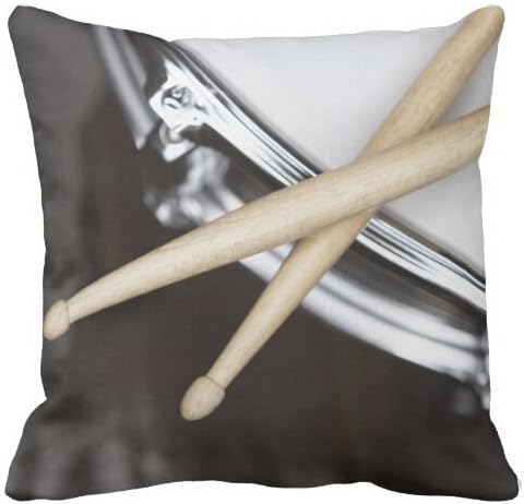 Unique Style Snare Drum And Drumsticks Standard Square Zippered Throw Pillows Protector Double Face Pillowcase 18x18 Inch