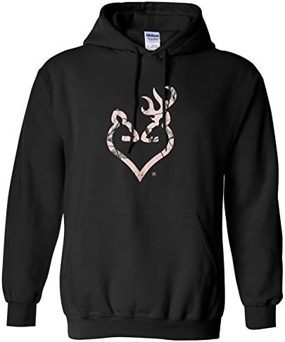 Browning Women's Buckmark Buckheart Hoodie Sweatshirt, Black, 2X 3XL Juniors