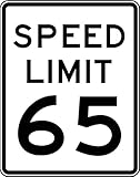 Street & Traffic Sign Wall Decals - Speed Limit Sign 65 mph - 12 inch Removable Graphic