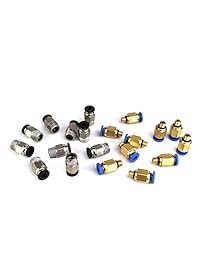 20 piezas de ajuste neumático recto (PC4 M6, PC4 M10 cada 10) + 2 metros de tubo de teflón PTFE (0.079 in ID 0.157 in OD), para montaje rápido para impresora 3D extrusora de filamentos de 0.069 in