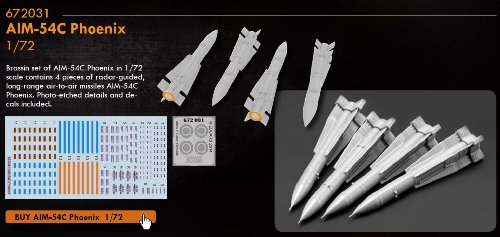 EDU672031 1:72 Eduard Brassin AIM-54C Phoenix Missile Set (4 pcs) MODEL KIT ACCESSORY