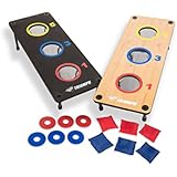 Triumph 2-in-1 Three-Hole Bags and Washer Toss Combo with Two Game Platforms Featuring On-Board Scoring, Six Square Toss Bags, and Six Washers