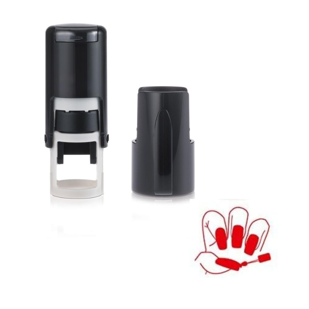 MaxStamp Rubber Stamp (Small, Rectangular, Red), 10mm Self Inking Stamp for Nail Salon Owners or Managers