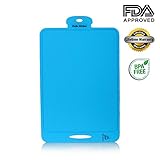 iNeibo Kitchen Premium Silicone Cutting board - Durable, Nonslip, Flexible, Large Cutting Surface, Heat Resistant - With Measurement Around 4 Sides ,Blue