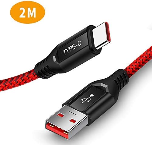 ACOCOBUY Dash Charge Cable for Oneplus 7 Pro USB C Cable OnePlus Fast Charge 2m/6.6ft Durable Nylon Braided Type C Charging Cable Compatible with OnePlus 7T/7T Pro/ 7 /6T/ 6 /5T/ 5 /3T/3 - Red