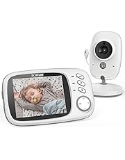 Video Baby Monitor, BOIFUN Moniteur Bébé Camera with 3.2 '' 750mAh Screen, VOX, Rechargeable Battery, Support Night Vision, Temperature Monitoring, 8 Lullabies, for Bebe / Elderly / Pet