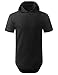 URBANCREWS Mens Hipster Hip Hop Quilted Short Sleeve Hoodie Shirt Black, XL
