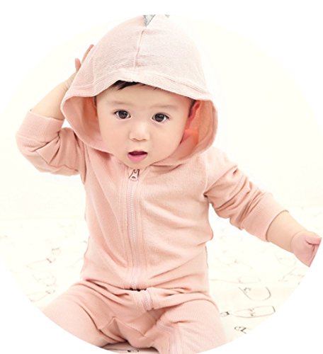 Newborn Baby Boys Girls Cartoon Dinosaur Hoodie Romper Onesies Jumpsuit Outfits Size 3-6Months/66 (Pink)