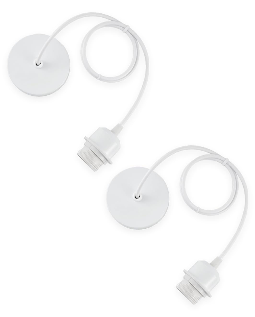 Vecys 2PCS E27 Pendant Light Holder, DIY Lamp Accessories, Base Hanging Light (White)