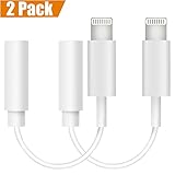  Lightning to 3.5mm Headphones Jack Adapter,REBUQI Lightning Connecter to 3.5mm Audio Jack Earphone Extender Jack Stereo for iPhone 7 / 7 Plus. [White][2 PACK] does not support iOS 10.3 or higher
