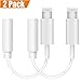 [ 2 Pack ] Headphone Adapter to 3.5mm earbuds Jack Adapter – Lightning Connecter to 3.5mm Audio Jack Earphone Extender Jack Stereo for iPhone 7 / 7 Plus - Not Support IOS 10.3