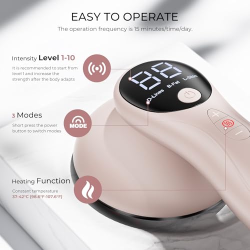 4-in-1 Cellulite Massager Tool - Body Sculpting Machine with Heating, Reduce Stretch Marks & Skin Tightening, Cellulite Remover for Legs, Belly, Waist, Arms, Buttocks, Wireless & Lightweight