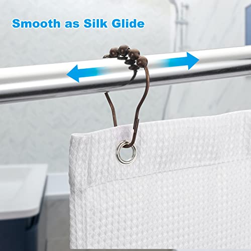 Titanker Shower Curtain Rings, Bronze Shower Curtain Hooks for Curtain