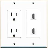 RiteAV - 15 Amp Power Outlet 2 Port HDMI Decorative Type Wall Plate - White