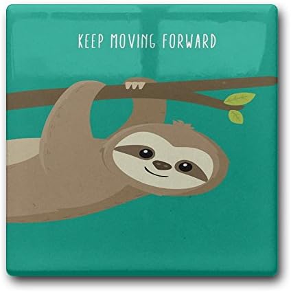 Linpark Cute Sloth Keep Moving Square Drink Coaster Holder Cup Mats Ceramics 11cm