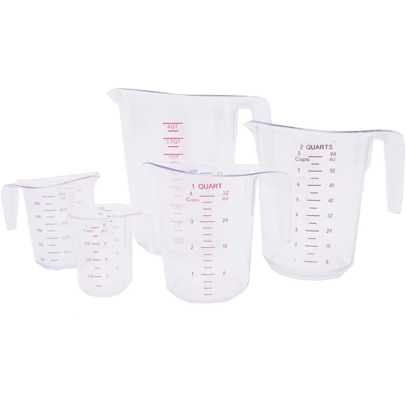 Stalwart DA-MC5 Polycarbonate Measuring Jugs Heavy Duty, Set of 5