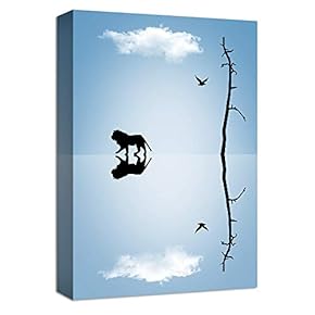 Canvas Wall Art Lonely Animal Painting Artwork for Home Prints Framed - 12x18 inches
