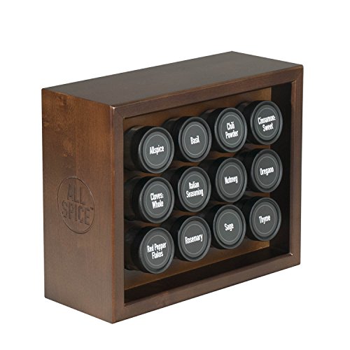 Click Here to See More Images AllSpice Wooden Spice Rack, Includes 12 4oz Jars- Walnut