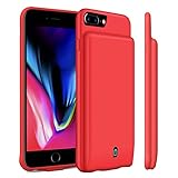 [ UPGRADED ] iPhone 8 Plus/ 7 Plus Battery Case ,MAXBEAR 7000mAh Portable Ultra Slim External Battery Charging Case Support Headphones Battery Pack for iPhone 8 Plus, iPhone 7 Plus (5.5 inch) (Red)