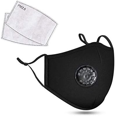 Lefthigh Breathable Dustproof Mask, Outdoor Riding Dust Mask Sheet Windproof Foggy Anti Pollution Face Mask with Respirato Valve (Black)