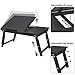 SONGMICS Multi-Function Lapdesk Table, Foldable Bed Tray, Adjustable Breakfast Table, with Tilting Top, Storage Drawer, Bamboo Wood, Black ULLD01BK (Renewed)thumb 1