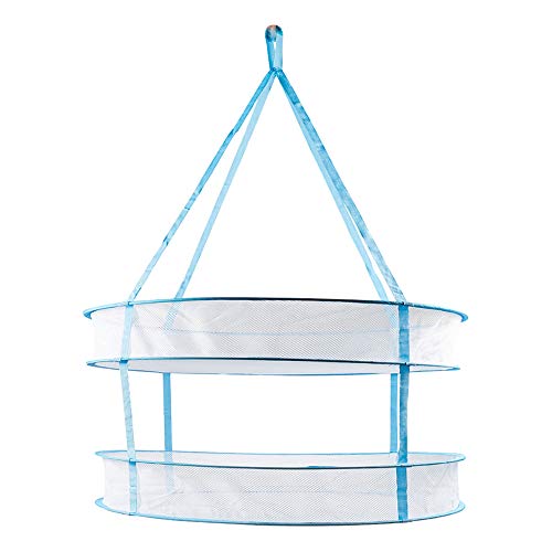 Happy Hydro – Hanging Drying Rack – 2 Tiers for Buds and Herbs – Collapsible w/Carry Bag – 29.5″ H x 24″ W