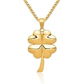 IceCarats 10K Yellow Gold Clover Leaf Shamrock Heart Pendant Necklace | Solid, Large, 35mm 1-3/8 inch
