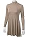Doublju Womens Basic Long Sleeve Turtleneck Flared Tunic Top