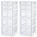 Sterilite 28958002 5 Drawer Tower, White Frame with Clear Drawers, 2-Pack